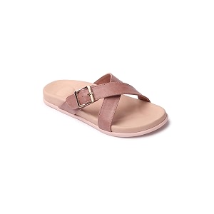 ELLE Womens Flats Slip-On Sandals with Buckle