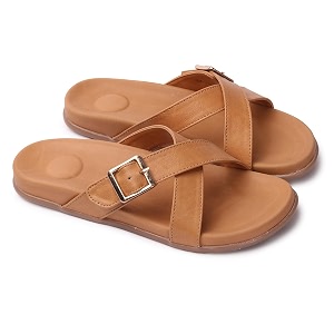 ELLE Womens Flats Slip-On Sandals with Buckle