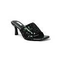 ELLE Women39s Sequin-Embellished Square-Toe Heeled Sandals