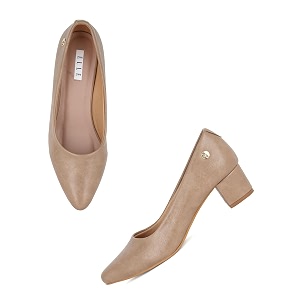 ELLE Womens Textured Block Heel Slip-On Pumps