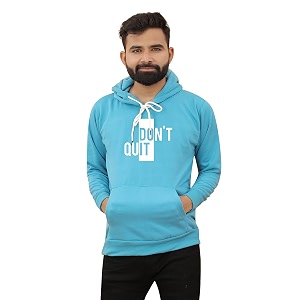Dont Quit Print Hooded Neck Kangaroo Pocket