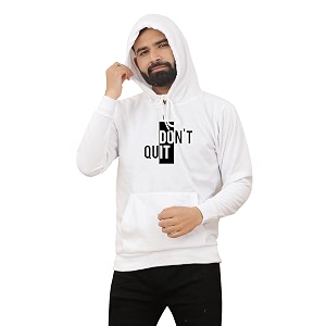 Dont Quit Print Hooded Neck Kangaroo Pocket