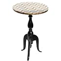 Black Round Side Table with Resin Top/Coffee Table for Living Room & Bedroom/Modern Design End Table/Office Decor Center Table 23 x 15 inches