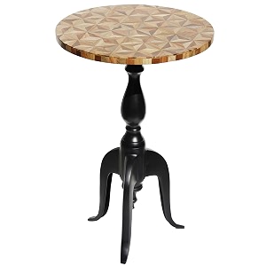 black round side table with wood amp resin top wood diamond cut