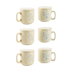 ellementry fiore ceramic mug set of 2 120 ml  mugs for coffee tea and milk  microwave safe cup set  cofee mug with lid for office home and travel  chip resistant  birthday gift pack of 3