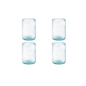 ellementry quoise glass tumbler set of 4 350 ml cylindrical  transparent  clear glasses for home kitchen office reusable glass tumblers for cold coffee smoothies juice amp milk