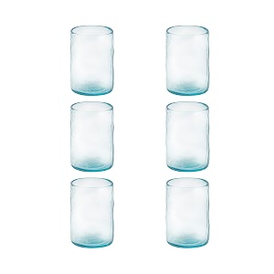 ellementry quoise glass tumbler set of 6 350 ml cylindrical  transparent  clear glasses for home kitchen office reusable glass tumblers for cold coffee smoothies juice amp milk