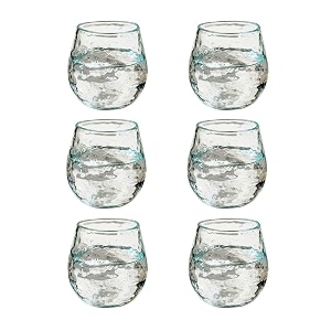 ellementry quoise glass tumbler set of 6 350 ml round  transparent  clear glasses for home kitchen office reusable glass tumblers for cold coffee smoothies juice amp milk