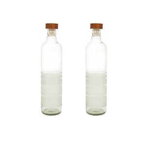 ellementry rio glass bottle with cork 750 ml  water and milk bottle for fridge  clear and transparent bottles for home and office  bpa free  stylish and premium wine bottle- set of 2