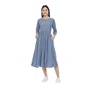 Elleora Women Denim Navy Block Printed Fit