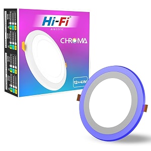 elleys39 chroma 2 in 1 double colour round led light  concealed light featuring 3 lighting modes with 12w  4w power output  celling light for home amp office cut-out 180mmcolor-white amp blue_pack 1