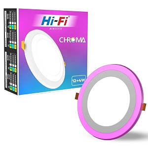 elleys39 chroma 2 in 1 double colour round led light  concealed light featuring 3 lighting modes with 12w  4w power output  celling light for home amp office cut-out 180mmcolor-white amp pink_pack 1