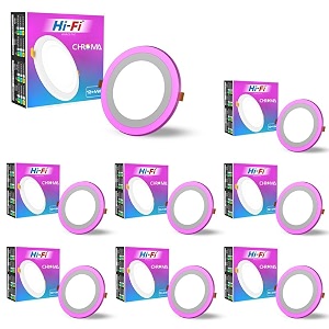 elleys39 chroma 2 in 1 double colour round led light  concealed light featuring 3 lighting modes with 12w  4w power output  celling light for home amp office cut-out 180mmcolor-white amp pink_pack 8