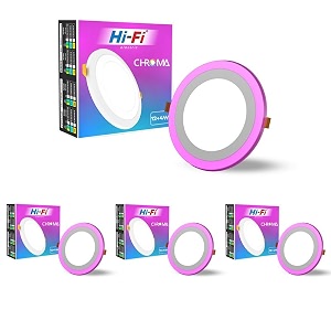 elleys39 chroma 2 in 1 double colour round led light  concealed light featuring 3 lighting modes with 12w  4w power output  celling light for home amp office cut-out 180mmcolor-white amp pink_pack 4
