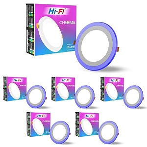 elleys39 chroma 2 in 1 double colour round led light  concealed light featuring 3 lighting modes with 12w  4w power output  celling light for home amp office cut-out 180mmcolor-white amp blue_pack 6