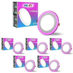 elleys39 chroma 2 in 1 double colour round led light  concealed light featuring 3 lighting modes with 12w  4w power output  celling light for home amp office cut-out 180mmcolor-white amp pink_pack 6