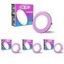 elleys' Chroma 2 in 1 Double Colour Round LED Light | Concealed Light Featuring 3 Lighting Modes with 12W + 4W Power Output | Celling Light for Home &amp; Office |Cut-Out: 180mm|Color-White &amp; Pink_Pack 4