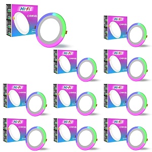 elleys39 chroma multicolour ceiling light  concealed led 3 in 1 light modes 124 watt  ceiling light for home amp office  recessed led downlighter cut-out180mmcolor-white amp multicolur_pack 10