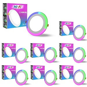 elleys39 chroma multicolour ceiling light  concealed led 3 in 1 light modes 124 watt  ceiling light for home amp office  recessed led downlighter cut-out180mmcolor-white amp multicolur_pack 8