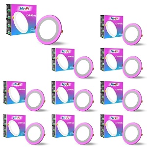elleys chroma 2 in 1 double colour round led light  concealed light featuring 3 lighting modes with 12w  4w power output  celling light for home amp office cut-out 180mmcolor-white amp pink _pack 10