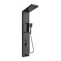 ELLO&ALLO Shower Panel System Tower with Shelf, Rainfall and Waterfall Head Rain Massage Stainless Steel Bathroom Fixtures with Adjustable Body Jets, Black