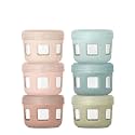 Ello Clean Start 4oz Glass Baby Food Storage Containers, 6 Pack,Sunny Shore