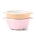 Ello Clean Start Ceramic Toddler Bowls with Sleeves, 2 Pack, Cashmere