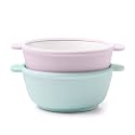 Ello Clean Start Ceramic Toddler Bowls with Sleeves, 2 Pack, Sugarplum