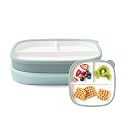 Ello Clean Start Ceramic Toddler Divided Plates, 2 Pack,Dewdrop/Grayed Jade
