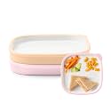Ello Clean Start Ceramic Toddler Plates with Sleeves, 2 Pack, Cashmere/Dune