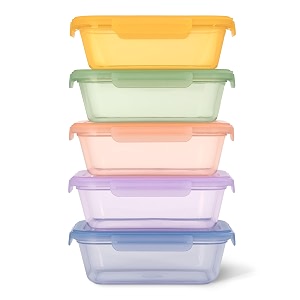 ello snap amp nest 10-piece 45 cup plastic meal prep set reusable food containers for healthy eating freezer dishwasher safe cactus blooms