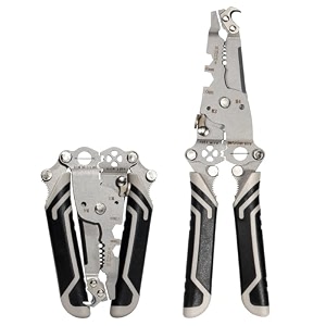 elmvia multifunction stainless steel wire crimping tool wire cutter wire crimper cable stripper wiring tools and multi-function hand tool black wire
