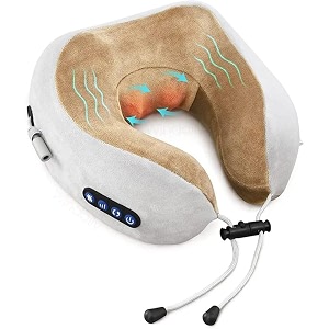 elnor neck pillow massager with soothing heat amp deep tissue  3d mode therapy massage cushion for shoulder neck muscle pain relief  suitable for home office and car  with 1_year_warranty