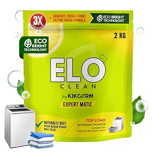 elo clean by kikgerm plant based top load laundry detergent powder 2kg natural eco-friendly non-toxic chemical-free biodegradable - skin safe pet safe - tough stain remover