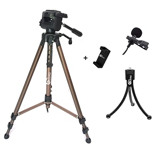 eloies simpex 614 inch height heavy duty photo video tripod stand for dslr and mobile phones combo pack