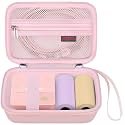 Elonbo Carrying Case for ETIKEZ PM290C/ TYPONOS Portable Mini Sticker Printer, Inkless Bluetooth Label Maker Machine Travel Bag, Thermal Photo Printer Storage Holder, Pocket Fits Paper, Pink