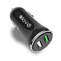 Elove Dual USB Car Charger - 3.0A/18W Qualcomm Dual Port Fast Car Charger for Apple & Android Devices - Black