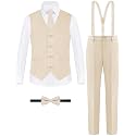 ELPA ELPA Boys' Formal Suit Vest Set with Suspender, Kids Suit for Wedding