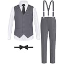 ELPA ELPA Boys' Formal Suit Vest Set with Suspender, Kids Suit for Wedding