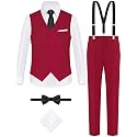ELPA ELPA Boys' Formal Suit Vest Set with Suspender, Kids Suit for Wedding