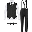 ELPA ELPA Boys' Formal Suit Vest Set with Suspender, Kids Suit for Wedding