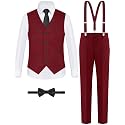 ELPA ELPA Boys' Formal Suit Vest Set with Suspender, Kids Suit for Wedding