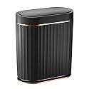 ELPHECO Touchless Motion Sensor Dustbin with Slow Descent | 7.5 Litres | Odour Seal Waterproof Trash Can for Bathroom, Bedroom, Kitchen, Office (White Golden)