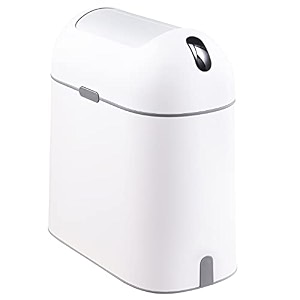 elpheco touchless motion sensor dustbin with slow descent  75 litres  odour seal waterproof trash can for bathroom bedroom kitchen office white golden