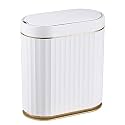 ELPHECO Touchless Motion Sensor Dustbin with Slow Descent | 7.5 Litres | Odour Seal Waterproof Trash Can for Bathroom, Bedroom, Kitchen, Office (White Gold)
