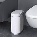 ELPHECO Touchless Motion Sensor Dustbin with Slow Descent | 7.5 Litres | Odour Seal Waterproof Trash Can for Bathroom, Bedroom, Kitchen, Office (White Grey)