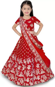 elqpri girls lehenga choli ethnic wear embroidered lehenga choli and dupatta set red pack of 1