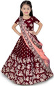ELQPRI Girls Lehenga Choli Ethnic Wear Embroidered Lehenga, Choli and Dupatta Set (Maroon, Pack of 1)