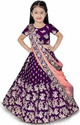 ELQPRI Girls Lehenga Choli Ethnic Wear Embroidered Lehenga, Choli and Dupatta Set (Purple, Pack of 1)