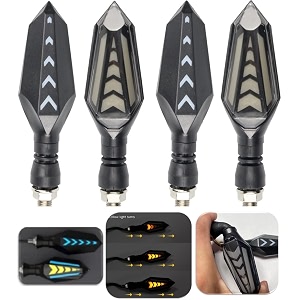 eltron turbo elfjuj544 imported original waterproof flexible ktm style blinker bright style led indicators universal for all bikes motorcycles turn signal lights pack of 4 yellow with running blue